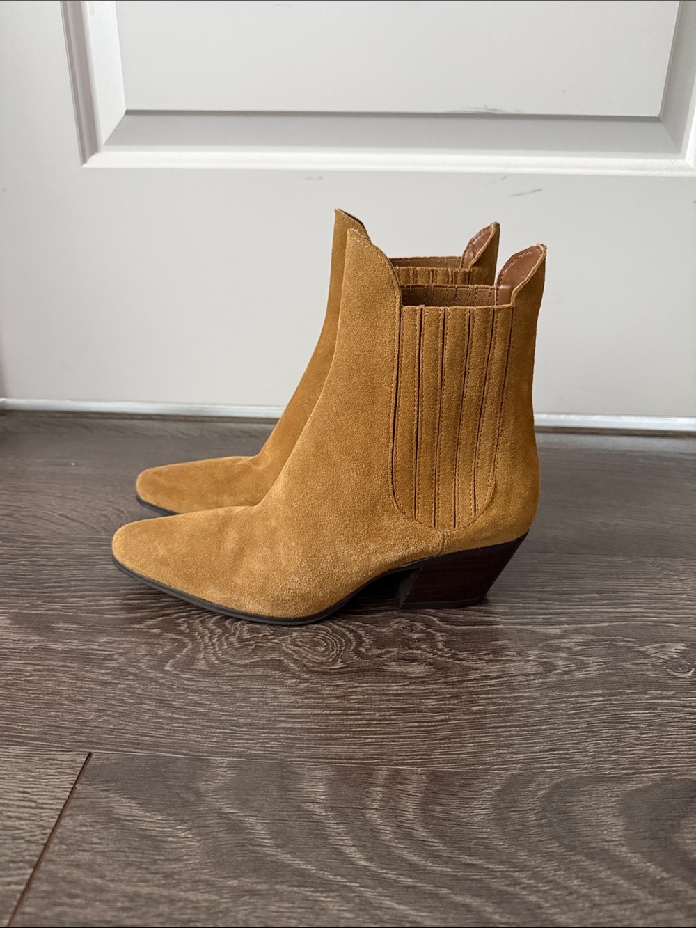 Zara Suede Chelsea Ankle Boots - Camel